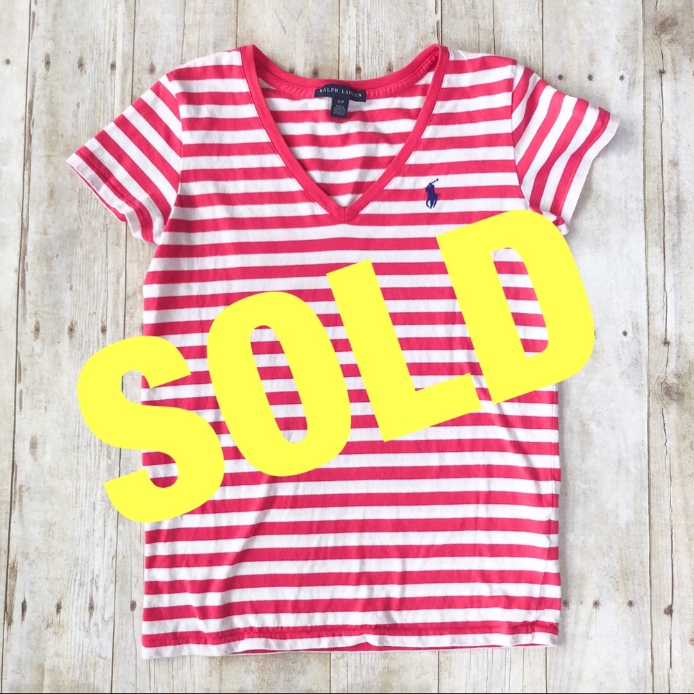 Ralph Lauren Pink/Fuchsia Striped Tee sz S